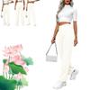 MiNGQIU Bloomy Dove Stretch Pants,Solid Stretchy High Waist Trousers Pants,Multiple Pockets Straight Stretch Pants for Women (White,X-Large) view 1