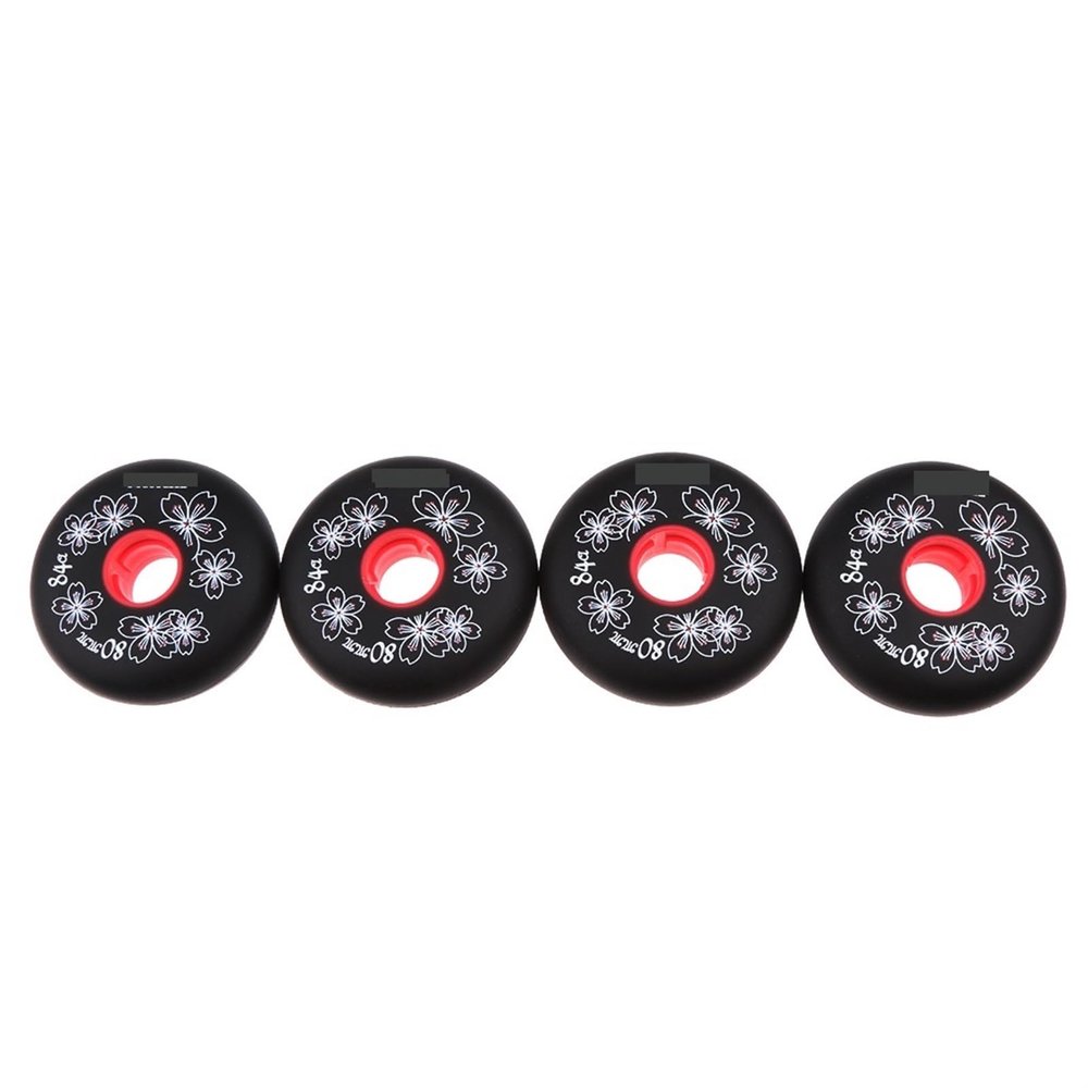 SAGGION Roller Skate Wheels 4 Pieces Inline Roller Hockey Fitness Skate Replacement Wheel 84a 72mm / 76mm / 80mm(Black 80mm)