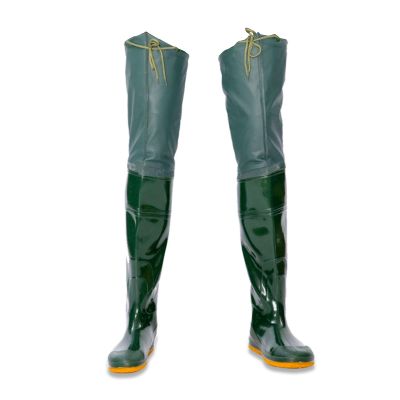 JCWGLY 60cm High Knee Waders Boots PVC Waterproof Fishing Boots for Men Women, Lightweight Hip Boots with Cleated Outsole(6.5)