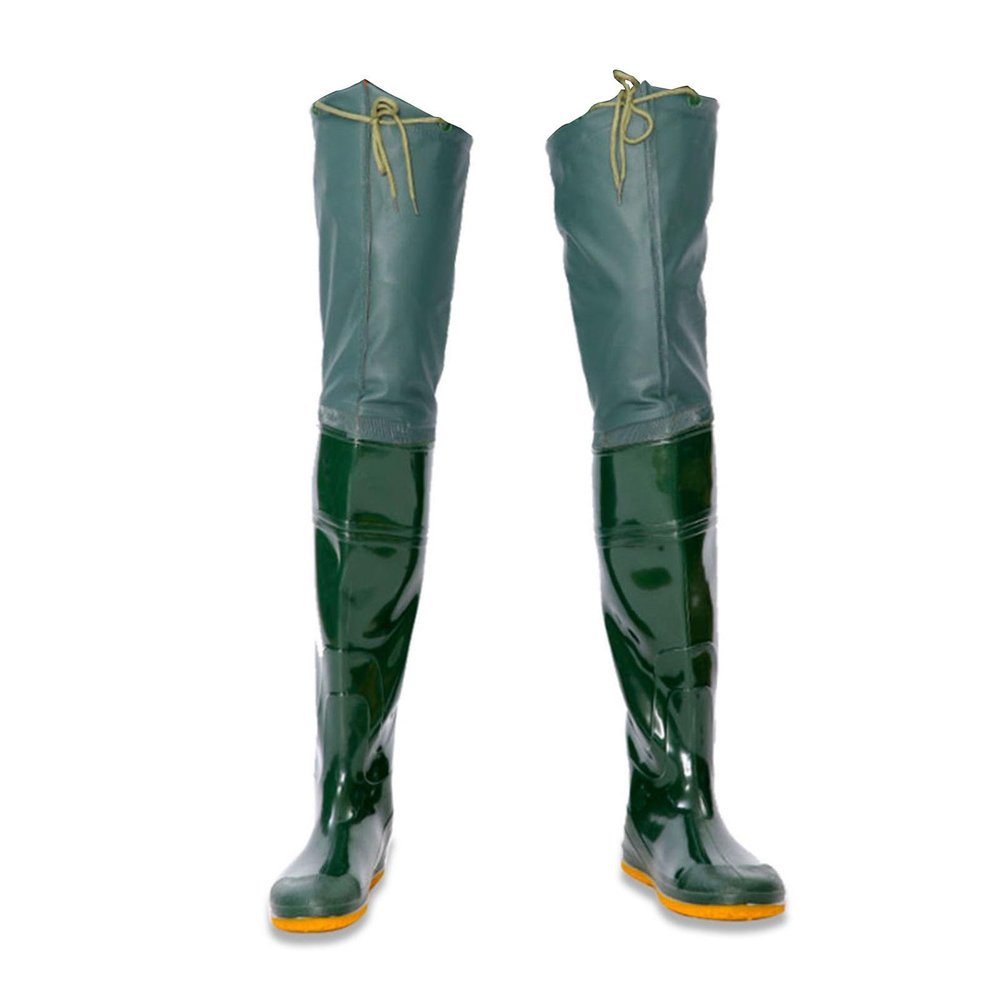 JCWGLY 60cm High Knee Waders Boots PVC Waterproof Fishing Boots for Men Women, Lightweight Hip Boots with Cleated Outsole(6.5)