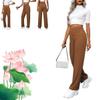 MiNGQIU Bloomy Dove Stretch Pants,Solid Stretchy High Waist Trousers Pants,Multiple Pockets Straight Stretch Pants for Women (Khaki,Medium) view 1
