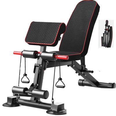 Weight Bench Adjustable Workout Bench With Pull Rope, Foldable Sit Up Incline Abs Benchs Dumbbells Flat Weight Stool Press Fitness