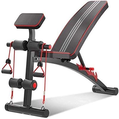Abdomen or Leg Fitness Equipment Home Exercise Multi-Level Adjustment Bench Press Auxiliary Excersice Workout Bench with Resistance Band Strength Training Weight