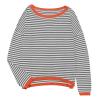 GOKKILRW Women's Knitted Sweater 2024 Fall Striped Contrast Color Long Sleeve Pullover Tops Loose Crewneck Casual Sweatshirts Grey view 3