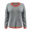 GOKKILRW Women's Knitted Sweater 2024 Fall Striped Contrast Color Long Sleeve Pullover Tops Loose Crewneck Casual Sweatshirts Grey view 4