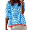 GOKKILRW Women's Knitted Sweater 2024 Fall Striped Contrast Color Long Sleeve Pullover Tops Loose Crewneck Casual Sweatshirts view 1