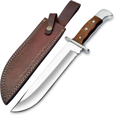 WARIVO KNIFE D2 Handmade 13 Inches Bowie Knife Full Tang Fixed Blade Knife with Sheath Hunting Knife with Along Wood Handle Ideal for Camping, Hiking, Survival And Bushcraft