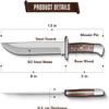 WARIVO KNIFE D2 Handmade 13 Inches Bowie Knife Full Tang Fixed Blade Knife with Sheath Hunting Knife with Along Wood Handle Ideal for Camping, Hiking, Survival And Bushcraft view 2