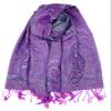 Achillea Soft Silky Reversible Paisley Pashmina Shawl Wrap Scarf w/Fringes (Tapestry Purple) view 1