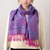 Achillea Soft Silky Reversible Paisley Pashmina Shawl Wrap Scarf w/Fringes (Tapestry Purple) view 2