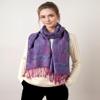 Achillea Soft Silky Reversible Paisley Pashmina Shawl Wrap Scarf w/Fringes (Tapestry Purple) view 3