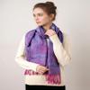 Achillea Soft Silky Reversible Paisley Pashmina Shawl Wrap Scarf w/Fringes (Tapestry Purple) view 4