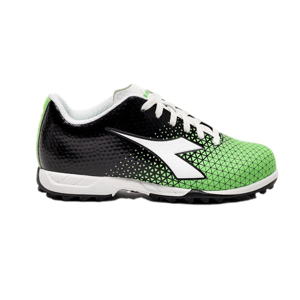 Diadora Cattura Youth Turf Soccer Shoes, Little/Big Kid Sizing (Black/White/Green, US Footwear Size System, Little Kid, Numeric, Medium, 10)