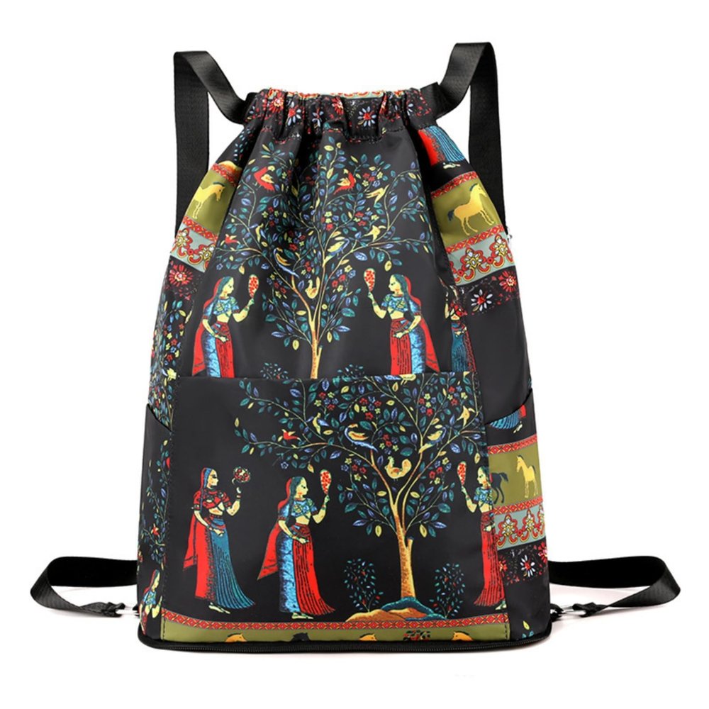 QUROXO Drawstring Foldable Large Capacity Dry-Wet Separation Travel Sports Backpack,Waterproof Travel Drawstring Gym Sack (A)