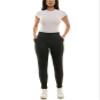 Zac & Rachel Women's Brushed DTY Jogger with Functional Pockets, Elastic + Tie Waist, and Rolled Ankle Cuff, Black, XL view 1