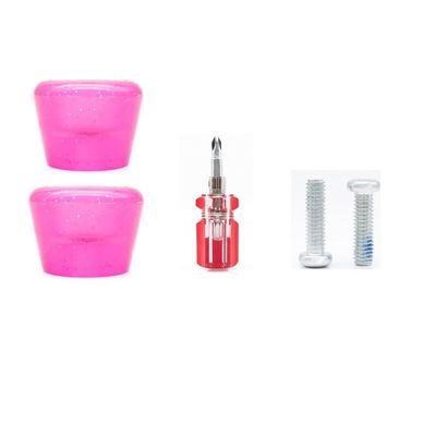 1 Pair PU Roller Skate Toe Stoppers With 5/16" (8mm) Bolts & Screw Driver, High Elastic And Wear-resistant PU Brake Head,82A Roller Quad Skate Toe Stops, Double-Row Roller Skating Brake Jam Plugsroll