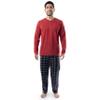 IZOD Men's Long Sleeve Jersey Top and Fleece Pants Sleep Pajama Set, Red/Plaid, XX-Large view 1