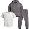 RBX Boys Sweatpants Set - 3 Piece Fleece Pullover Boys Hoodies Athletic Shirt and Kids Sweatpants Activewear Set (2T-12), Size 8, Tornado Heather view 1