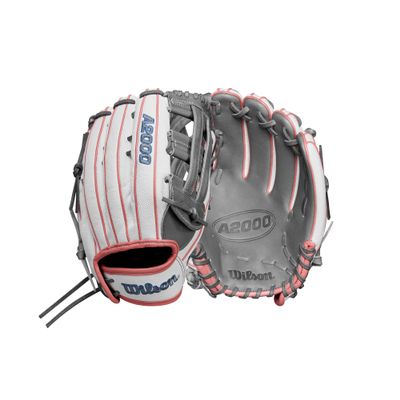 Wilson Fall 2024 A2000 FP50SS 12.25 Outfield Fastpitch Glove - Left Hand Throw, White/Rose Gold/Grey