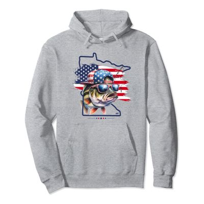 Minnesota Pro Bass Fishing Graphic MN State Fishing Pullover Hoodie