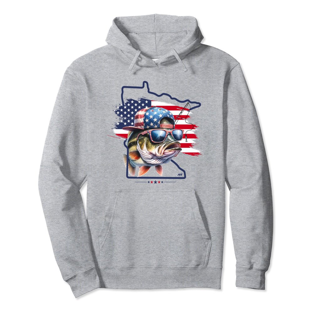 Minnesota Pro Bass Fishing Graphic MN State Fishing Pullover Hoodie