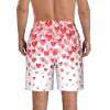 Falling Red Hearts Print Men Outdoor Polyester Shorts with Elastic Waist Drawstring Fit Fishing Hiking White view 2