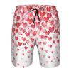 Falling Red Hearts Print Men Outdoor Polyester Shorts with Elastic Waist Drawstring Fit Fishing Hiking White view 3