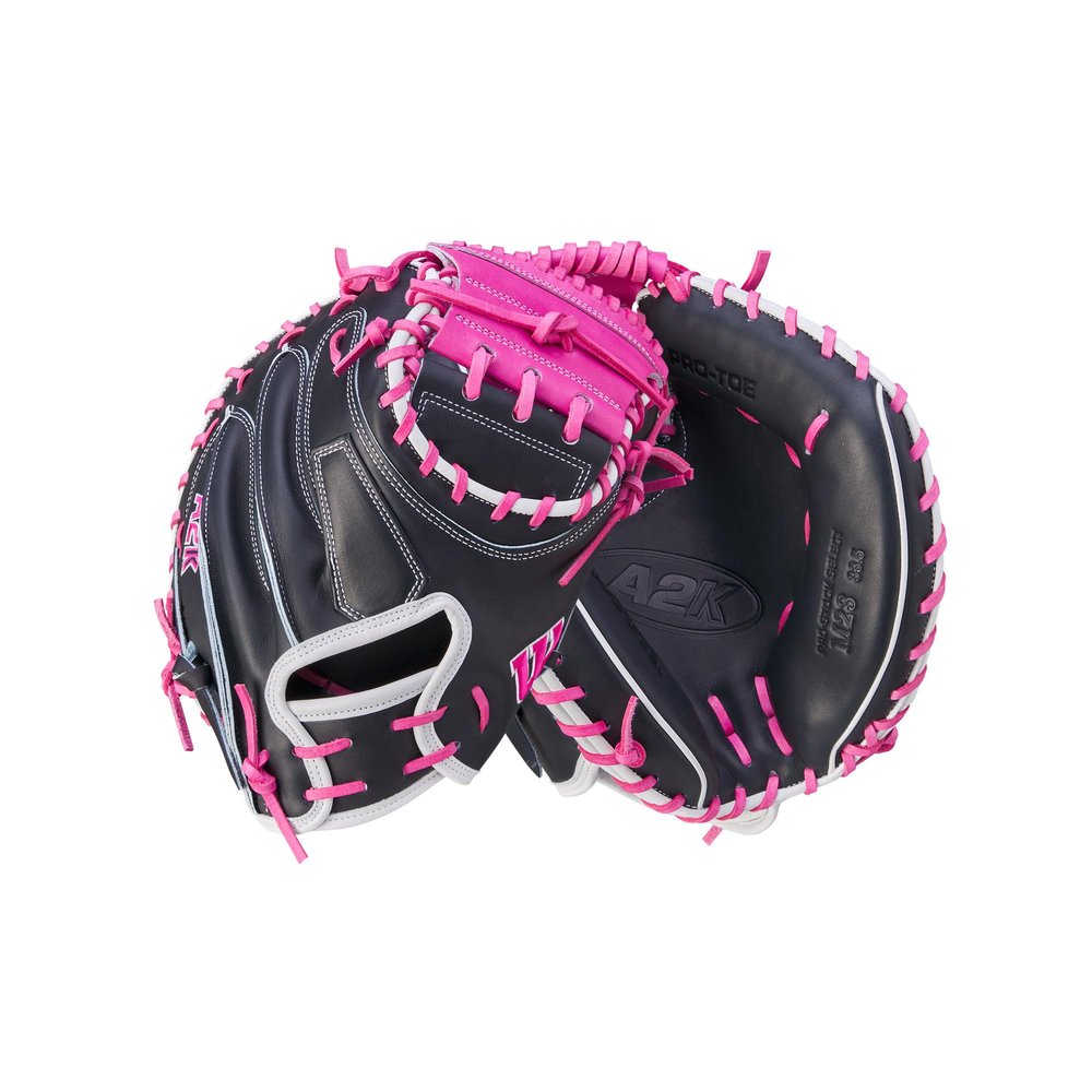 Wilson Fall 2024 A2K M23 33.5 Baseball Catchers Mitt - Right Hand Throw, Navy/Flamingo
