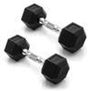 CAP Barbell 10 LB Rubber Coated Hex Dumbbell Hand Weight - Pair | Chrome Handle view 1