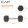 CAP Barbell 10 LB Rubber Coated Hex Dumbbell Hand Weight - Pair | Chrome Handle view 4