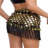 Linjinx Women's Triangle Sequin Belly Dance Hip Scarf Skirts Tassel Wrap Belt Festival Bottoms Gold One Size view 2