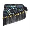 Linjinx Women's Triangle Sequin Belly Dance Hip Scarf Skirts Tassel Wrap Belt Festival Bottoms Black One Size view 3