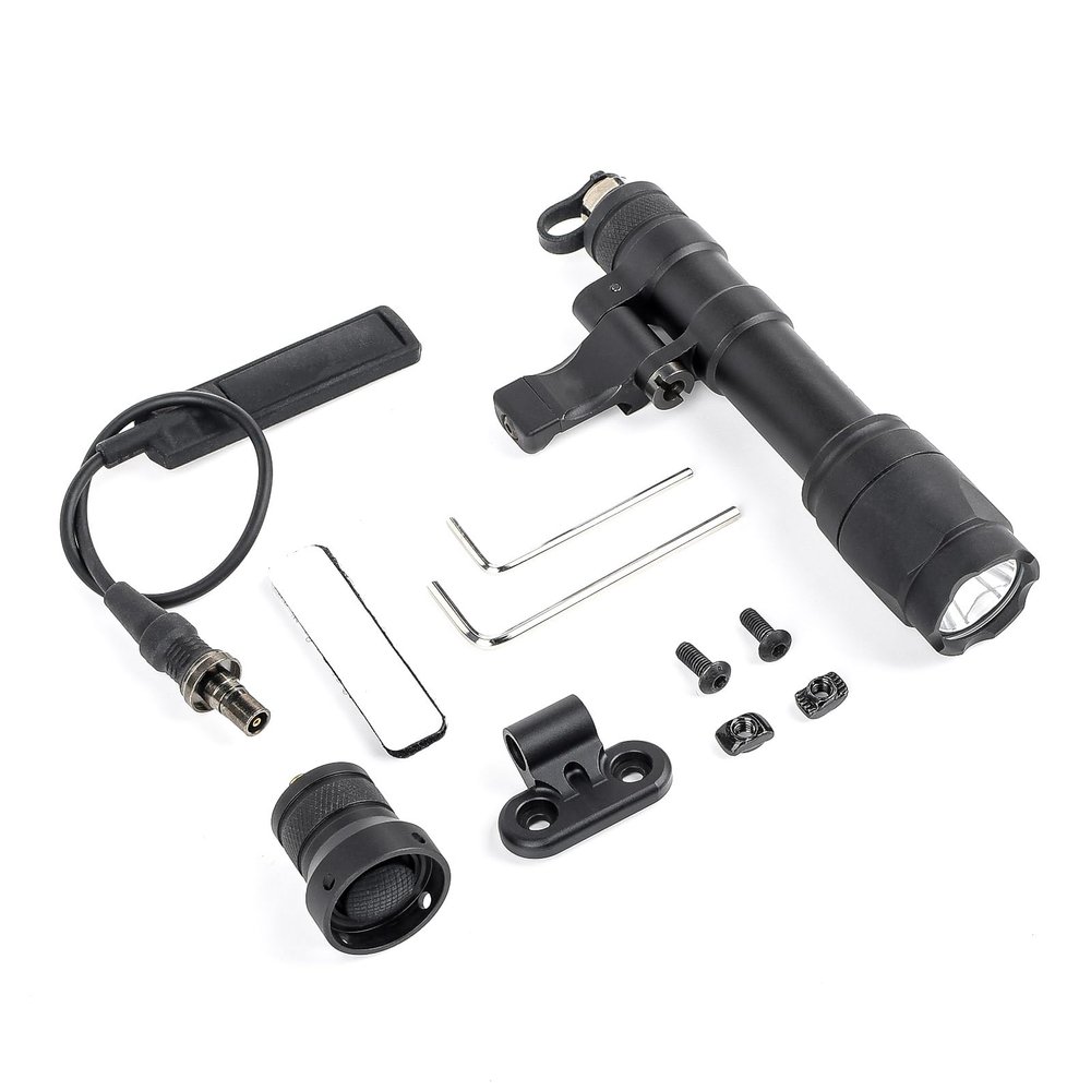 GLECTICAL 800 Lumens Tactical Flashlight with Replaceable Rotating Base, Momentary/Constant-on, Fit for 20mm Picatinny & Mlok/Keymod Rail,with Remote Pressure Switch