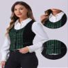 Allegra K Vintage Waistcoat Vest for Women's Plaid Button Down Work Dressy Vests Large Green view 2