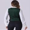 Allegra K Vintage Waistcoat Vest for Women's Plaid Button Down Work Dressy Vests Large Green view 3