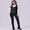Allegra K Vintage Waistcoat Vest for Women's Plaid Button Down Work Dressy Vests Large Green view 4