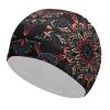 High Elasticity Waterproof Swimming Cap Unisex Bathing Caps to Keep Hair Dry Compatible with Paisley Bandana Print Cool Red Black view 1