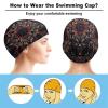 High Elasticity Waterproof Swimming Cap Unisex Bathing Caps to Keep Hair Dry Compatible with Paisley Bandana Print Cool Red Black view 3