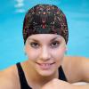 High Elasticity Waterproof Swimming Cap Unisex Bathing Caps to Keep Hair Dry Compatible with Paisley Bandana Print Cool Red Black view 4