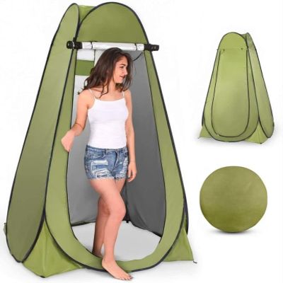 Green Pop Up Privacy Tent Instant Portable Outdoor Shower Tent, Camp Toilet, Changing Room, Rain Shelter with Window for Beach Easy Set Up, Foldable with Carry Bag, Lightweight and Sturdy - Pop Up Pod