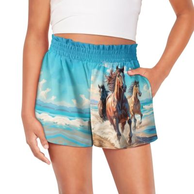 HELLHERO Horse Shorts for Girls Size 9-10 Years Old Kids Active Athletic Running Shorts Teen Dance Cheer Yoga Shorts for Hiking Cycling Bike Swim Outdoor Sports Tennis Shorts