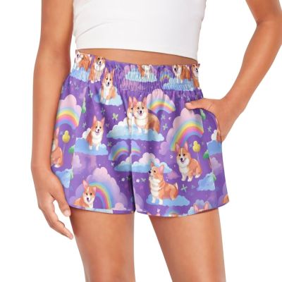 Pointodoor Corgi Athletic Shorts for Big Girls Cute Shorts 15Y Girl's High Waisted Yoga Dance Shorts Summer Comfy Workout Gymnastics Shorts