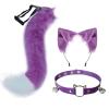 QinRuan Cat Ears and Wolf Fox Animal Tail Cosplay Costume Faux Fur Hair Clip Headdress Halloween Leather Neck Chocker Set view 1