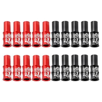 SeonFook 20Pcs Bike Brake Cable End Cap Aluminum Alloy Road Mountain Bikes Brake Tips Shifter, with 10 PC Black Derailleur Shift Wire Cable End Cap and 10PC Red Bike Brake Cable End Cap Crimps