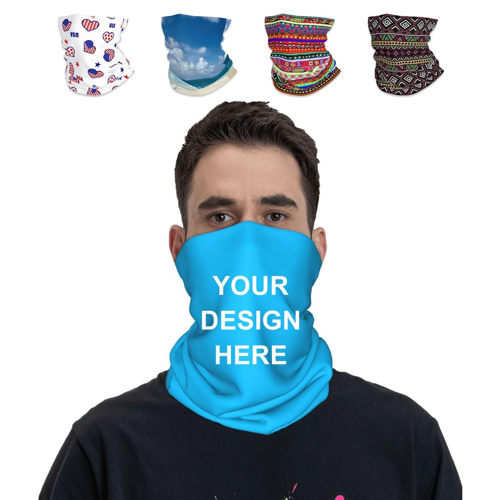 YHPHRTA Personalized Neck Gaiter Balaclava Custom Headband Face Gaiters Sports Mask for Men Women Fishing Hiking, Sky Blue