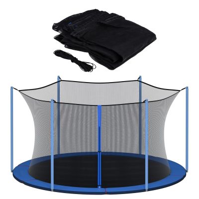 FSDIYU Trampoline Safety Net Replacement, 6 Poles Round Trampoline Enclosure Surround Netting, with Dual-Headed Zippers and Protection Buckles, Net Only, 12 FT - 6 Poles,Black
