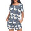 UMIRIKO Cute Goose Pajama Sets for Women Soft Short Sleeve Sleepwear, Pjs Sets, Loungewear Set 21344493 view 4