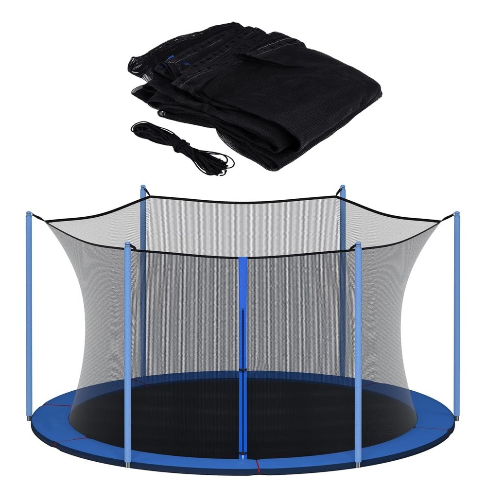 FSDIYU Trampoline Safety Net Replacement, 6 Poles Round Trampoline Enclosure Surround Netting, with Dual-Headed Zippers and Protection Buckles, Net Only, 10 FT - 6 Poles,Black