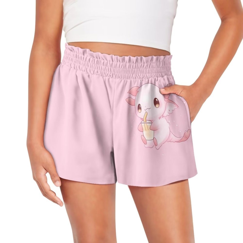 Pointodoor Axolotl Girl Shorts Kids Athletic Shorts 14Y Girls High Waisted Shorts Tulip Lightweight Soft Dance Yoga Shorts Active Shorts with Pockets