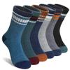 AMENLAN Kids Merino Wool Hiking Socks Boy Girls Winter Thick Boot Cushion Warm Thermal Crew Socks 6 Pairs (Gray Stripes,8-12 Years) view 1